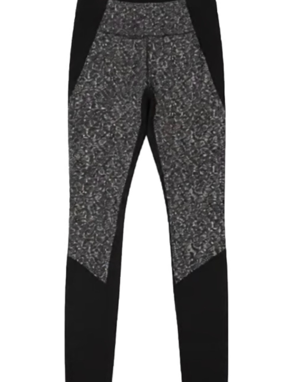 Reebok Black & Gray Patterned High-Waist Leggings